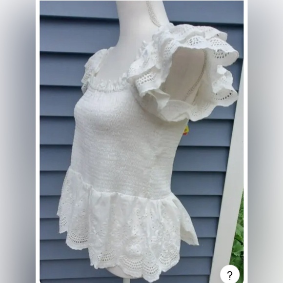 NWT Jennifer Grace Smocked Ruffles Eyelet Embroidery White - Picture 5 of 7